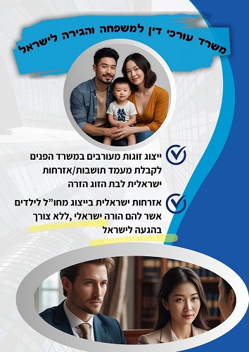 עורך דין בתל אביב שמייצג במשרד הפנים לקבלת אזרחות ישראלית לזוגות וילדים של בני זוג ישראלים